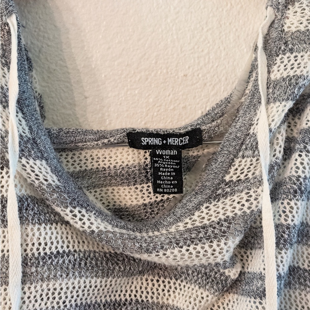 Gray and White Women's Cowl Neck Sweater